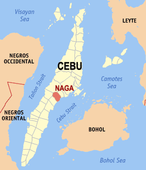 Mapa han Sugbo nga nagpapakita kon hain nahamutangan an Naga