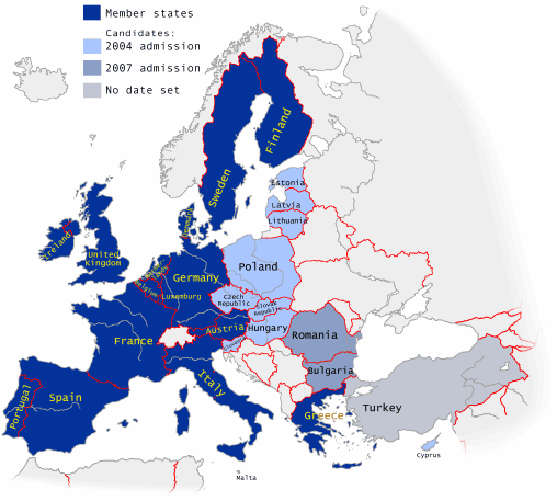 Map of EU member states