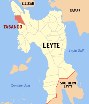 Mapa han Leyte nga nagpapakita kon hain an Tabango