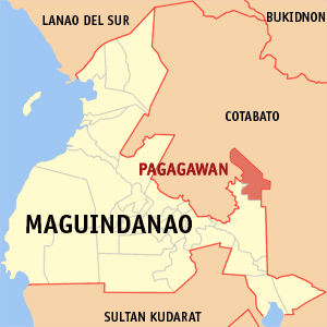 Mapa han Maguindanao nga nagpapakita kon hain nahamutangan an Pagagawan