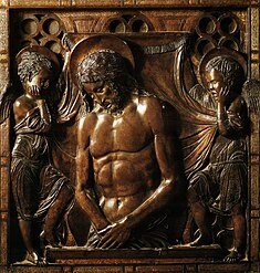 Donatello, Christ mort (it), v. 1446-1453, bronze, 58 × 56 cm, basilique Saint-Antoine, Padoue.