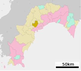 Lokasi Sakawa di Prefektur Kōchi