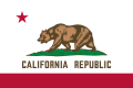 The flag of California, first flown in 1846 during the Bear Flag Revolt, charged with naturalistic depiction of a subspecies of grizzly bear.