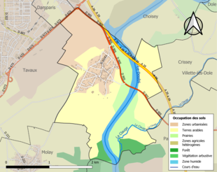 Carte en couleurs présentant l'occupation des sols.