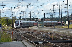 Départ de la rame TGV 2N2 4729 vers la Gare de Dole-Ville sur une liaison Lyria Lausanne - Paris Gare de Lyon le 22 Octobre 2023.