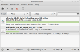 Transmission 2.50 (GTK-interface) onder Xfce