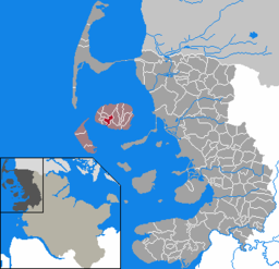 Läget för kommunen Borgsum i Kreis Nordfriesland