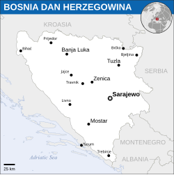 Lokasi Bosnia dan Herzegovina