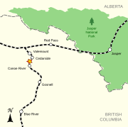 Map of the Canoe River train crash