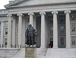 Statue of Albert Gallatin outside the U.S. Treasury Building