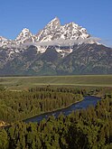 Cathedral-gruppa av Teton Range i Grand Teton National Park i Wyoming.