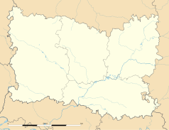 Mapa konturowa Oise, blisko centrum na dole znajduje się punkt z opisem „Cramoisy”