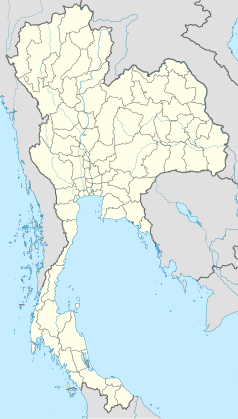 Mapa konturowa Tajlandii, blisko centrum na lewo znajduje się punkt z opisem „Ratchaburi”