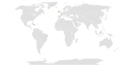 Map indicating locations of Cuba and Ireland