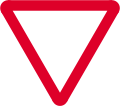 Stop or give way ahead (with distance to line ahead given below)