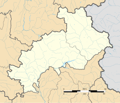 Mapa konturowa Alp Wysokich, w centrum znajduje się punkt z opisem „Les Infournas”