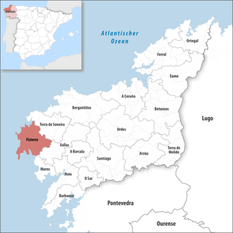 Die Lage der Comarca Fisterra in der Provinz A Coruña