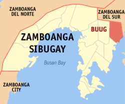 Map of Zamboanga Sibugay with Buug highlighted