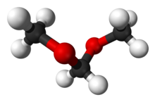 Ball and stick model of dimethoxymethane