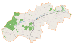 Mapa konturowa gminy Sędziszów, blisko centrum na prawo u góry znajduje się punkt z opisem „Zagaje”