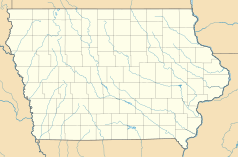 Mapa konturowa Iowa, w centrum znajduje się punkt z opisem „Randall”