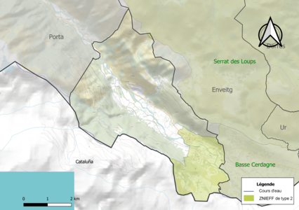 Carte de la ZNIEFF de type 2 sur la commune.