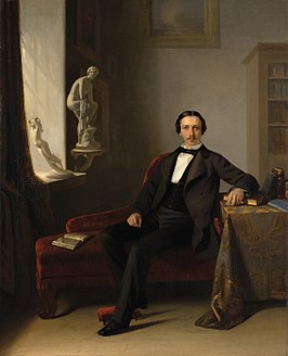 Abraham Willet in zijn studio in 1853, door Johann Georg Schwartze