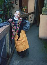 Girl wearing a costume of the 1880s period in Sicily