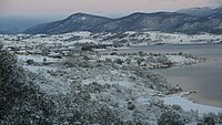 Snow in Jindabyne, New South Wales, a town in the Snowy Mountains