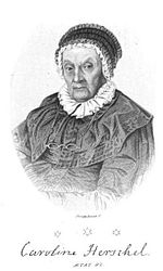 Caroline Herschel im Alter von 92 Jahren und ihr Grab auf dem Gartenfriedhof in Hannover