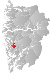 Lage der Kommune in der Provinz Vestland