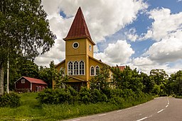 Sandby missionskyrka, en av länets första och största frikyrkobyggnader när den invigdes 1882.