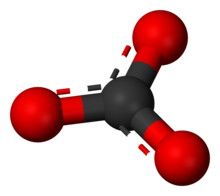 Ball-and-stick model of the carbonate anion