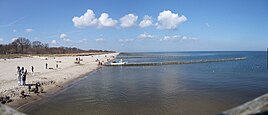 Stranden ved Koserow set fra molen