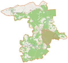 Mapa konturowa powiatu sulęcińskiego, blisko centrum na prawo znajduje się punkt z opisem „Wędrzyn”