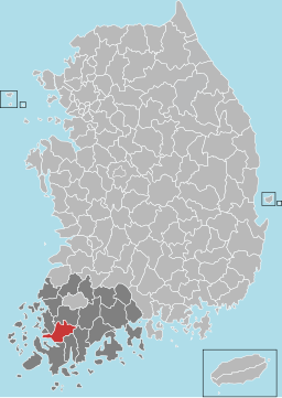 Yeongam-guns läge i Södra Jeolla och Sydkorea.