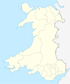 Mapa konturowa Walii, u góry znajduje się punkt z opisem „Porthmadog”