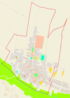 Mapa konturowa Turobina, na dole nieco na lewo znajduje się punkt z opisem „Kościół św. Dominika”