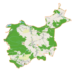 Mapa konturowa gminy Włodowice, w centrum znajduje się punkt z opisem „Rzędkowice”