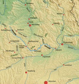 de loop van de Altmühl tussen de Main en de Donau