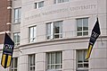 George Washington University banners featuring the buff and blue