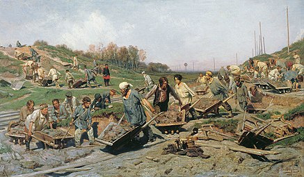 Repair Work on the Railway by Konstantin Savitsky (1874), Tretyakov Gallery collection