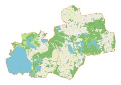 Mapa konturowa gminy Pozezdrze, po prawej znajduje się punkt z opisem „Jakunówko”