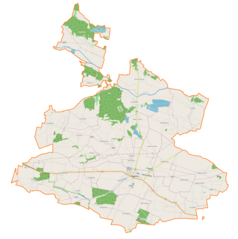 Mapa konturowa gminy Stopnica, na dole znajduje się punkt z opisem „Stopnica”