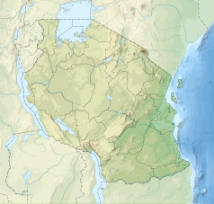 Mapa konturowa Tanzanii, po lewej nieco na dole znajduje się punkt z opisem „ujście”