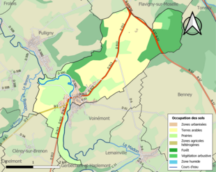 Carte en couleurs présentant l'occupation des sols.