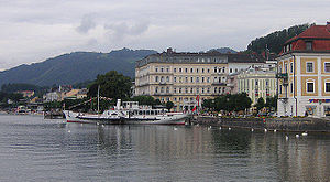 Gmunden's lakefront on a cloudy summer's day