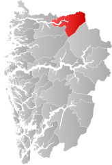 Lage der Kommune in der Provinz Vestland