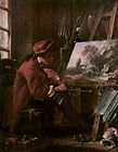 François Boucher, self-portrait in the studio, 1720