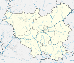 Mapa konturowa powiatu golubsko-dobrzyńskiego, na dole nieco na prawo znajduje się punkt z opisem „Nowy Działyń”